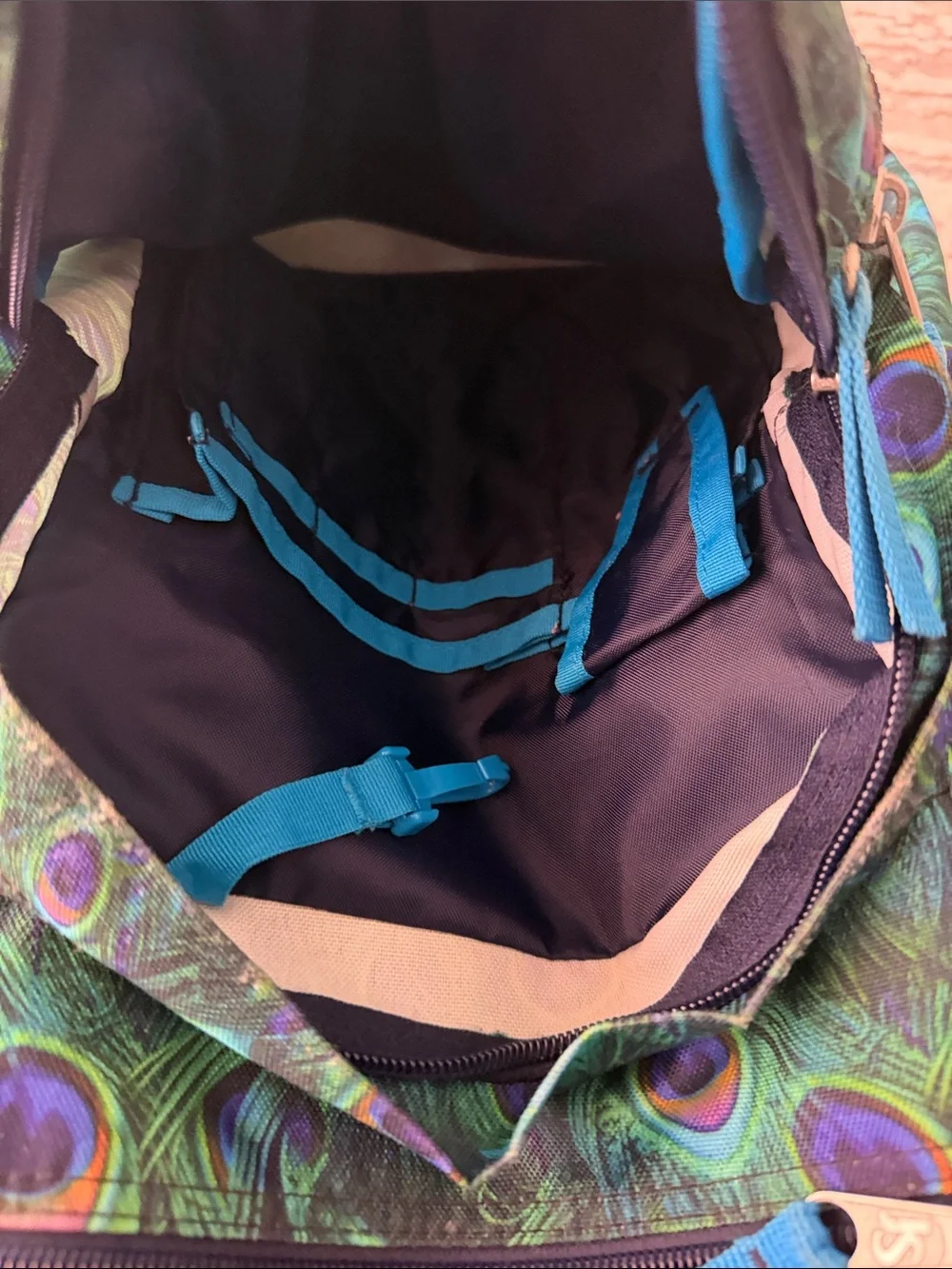 Jansport Peacock Feather Pattern Backpack - Green & Blue
